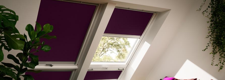 Vier hochwertige Rollos in Lila