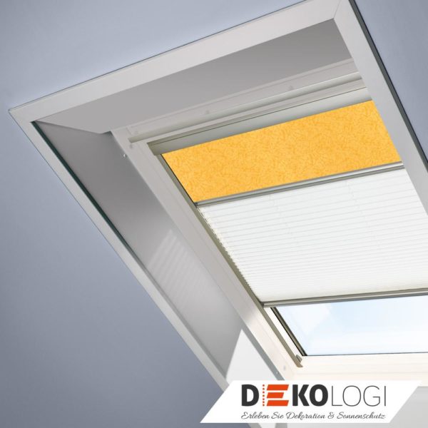 Original Velux Kombi DFD Rollo und Faltstore in gelb