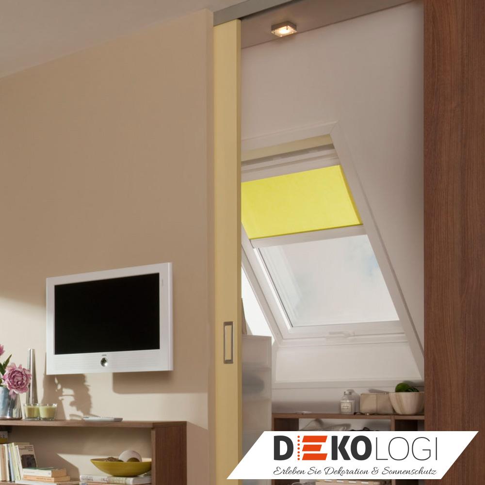 Elektro Verdunkelungsrollo für Dachfenster gelb