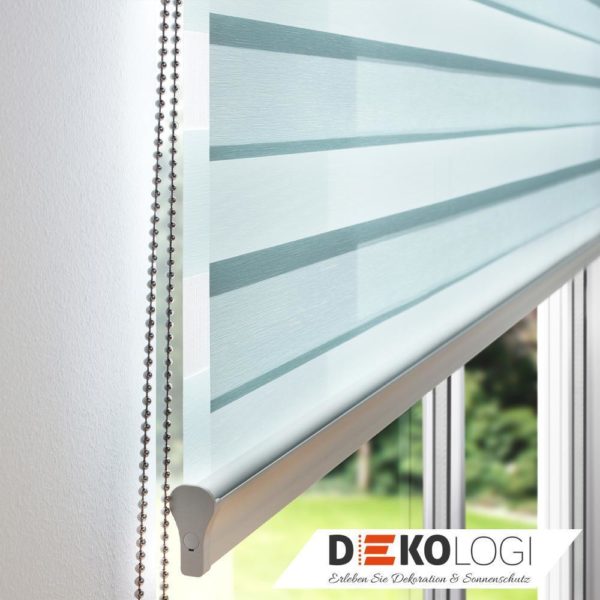 Doppelrollo türkis in Edeloptik