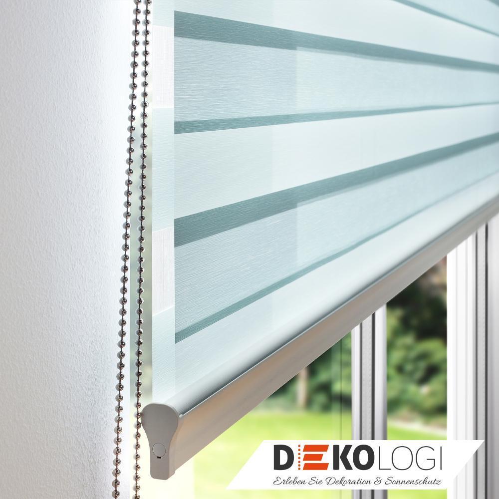 Doppelrollo türkis in Edeloptik