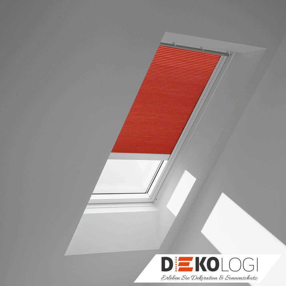 Velux Wabenplissee solarbetrieben in orange