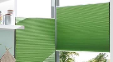 Plissee grün ohne Bohren nach Maß