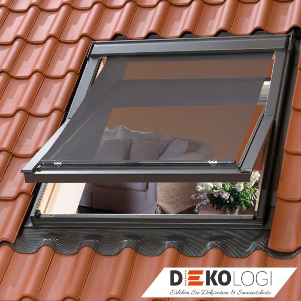 Außenmarkise für Dachfenster in Netz schwarz