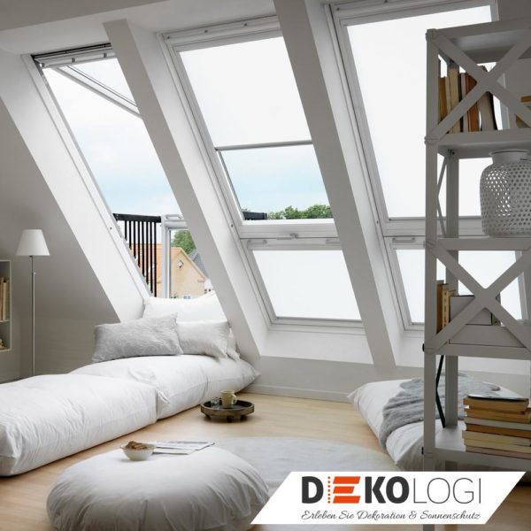 Velux Solar Rollo im Dekor weiß Haussteuerrung lichtdurchlässig