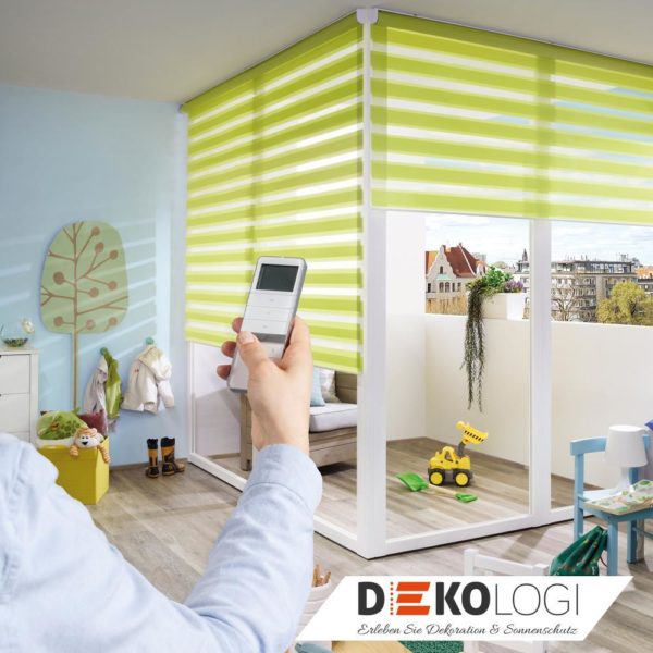Elektrische Smart Home Elektro-Doppelrollos in grün