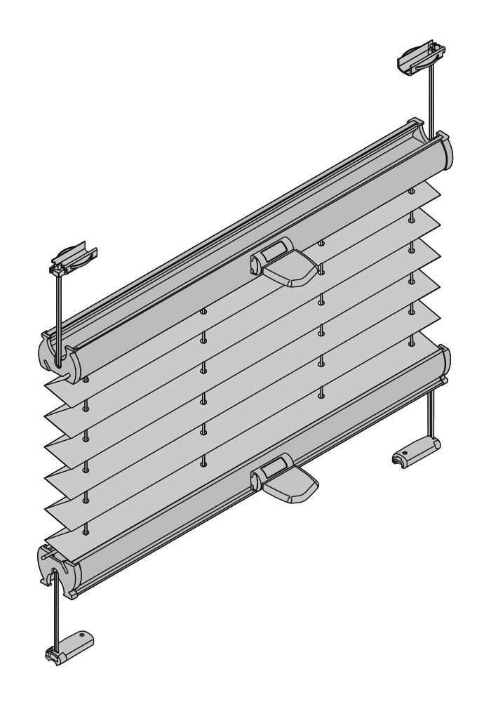 Plissee Produktzeichnung unten und oben verspannt