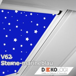 Original Roto Verdunkelungsrollo Sterne-marineblau mit Schienen
