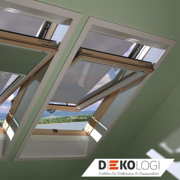 Zwei Original Fakro Netzmarkise schwarz