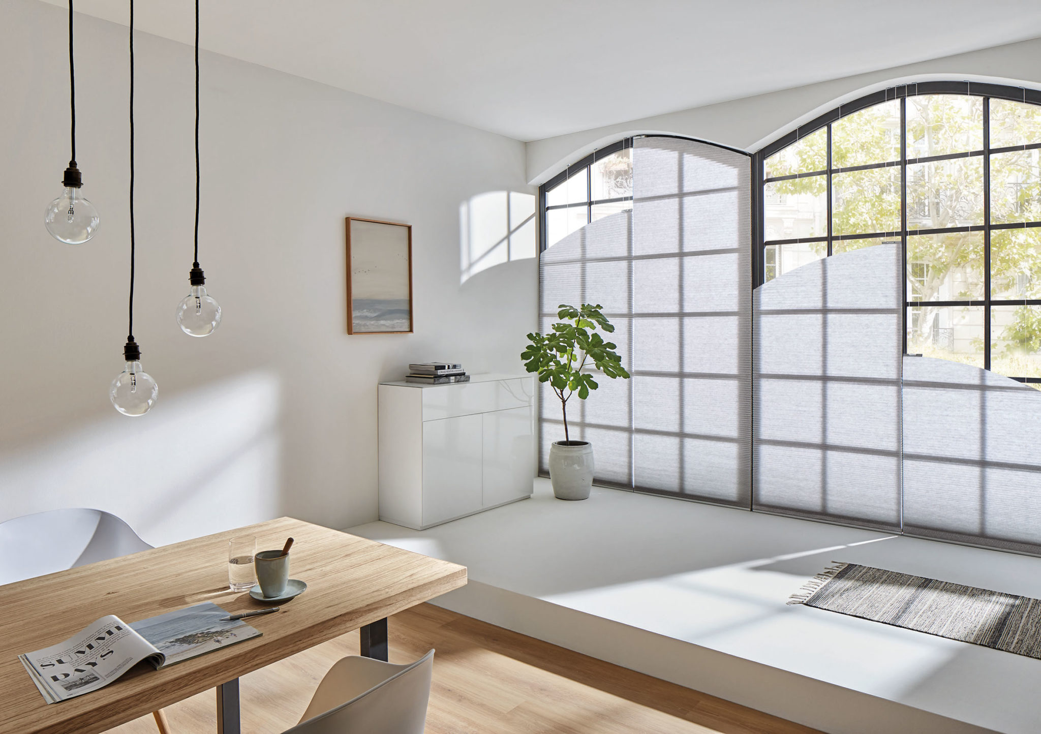 Maßanfertigung Mittelgroße Wabenplissees in weiß