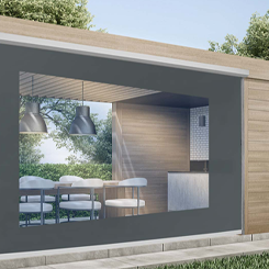 Außenanblick Wetterschutzrollo Kassette