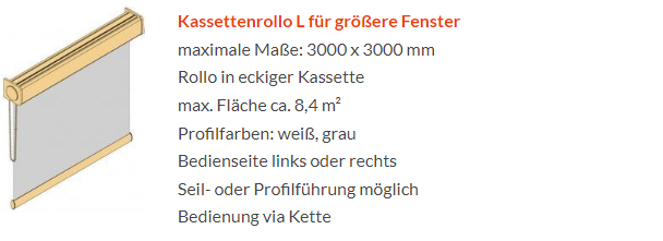 Kassettenrollo L Beschreibung