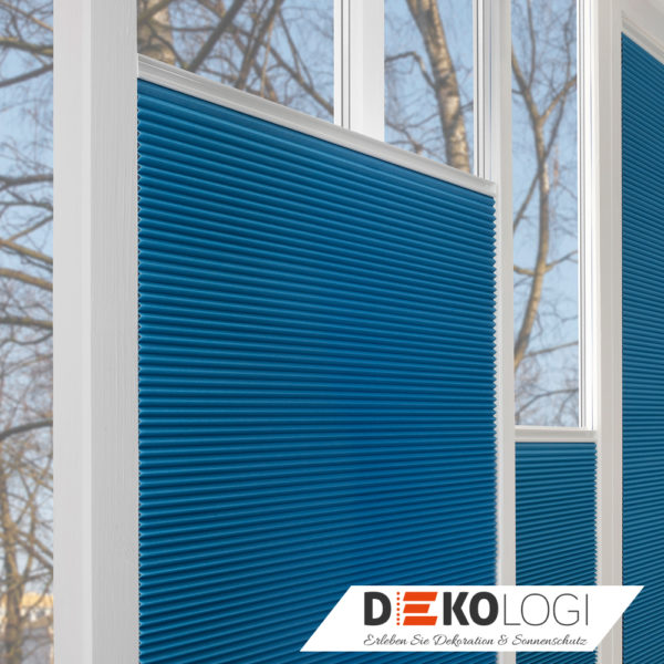 Wabenplissee blau Maßanfertigung Badezimmer Küchen ohne Bohren nach Maß Transparent blickdicht