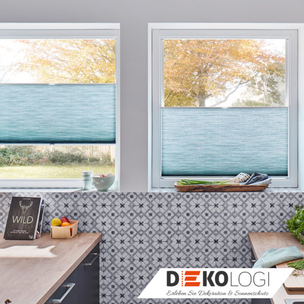 Wabenplissee hellblau nach Maß Badezimmer Küchen ohne Bohren Transparent blickdicht