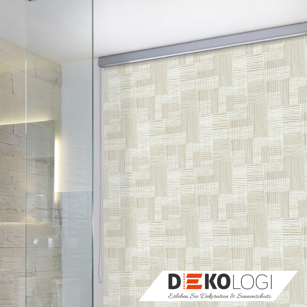 Seitenzurollo nach Maß Wandmontage Ohne Bohren Sichtschutzrollo beige