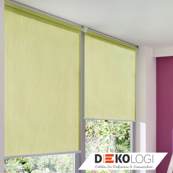 Sichtschutzrollo grün im Wohnraum