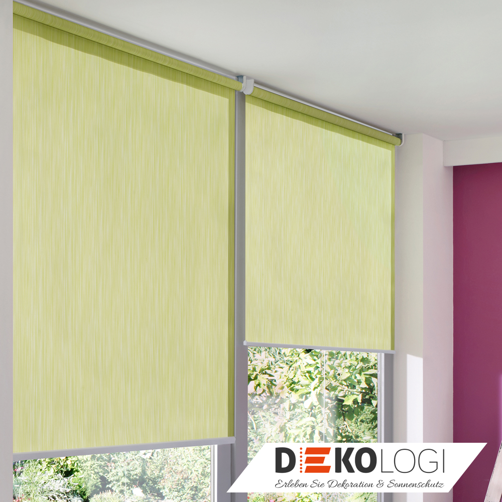 Sichtschutzrollo grün im Wohnraum