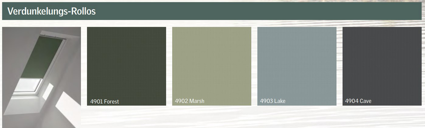 Farbpalette Verdunkelungsrollos DKY