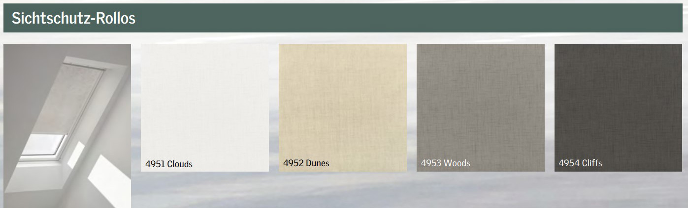 Farbpalette Sichtschutzrollo RKY