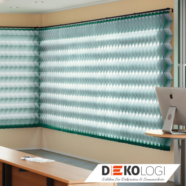 Design Vorhang mit Lamellen türkis