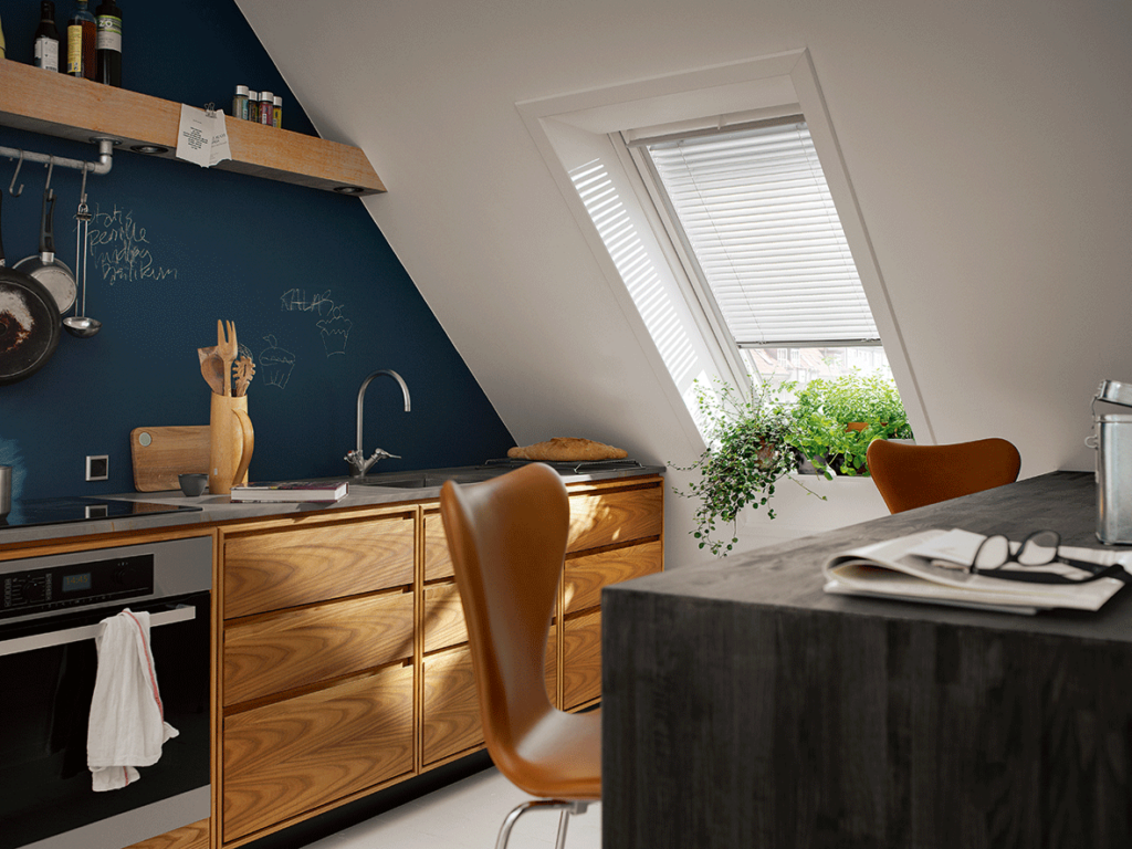 Dachfenster Sonnenschutz Küche Plissee weiß