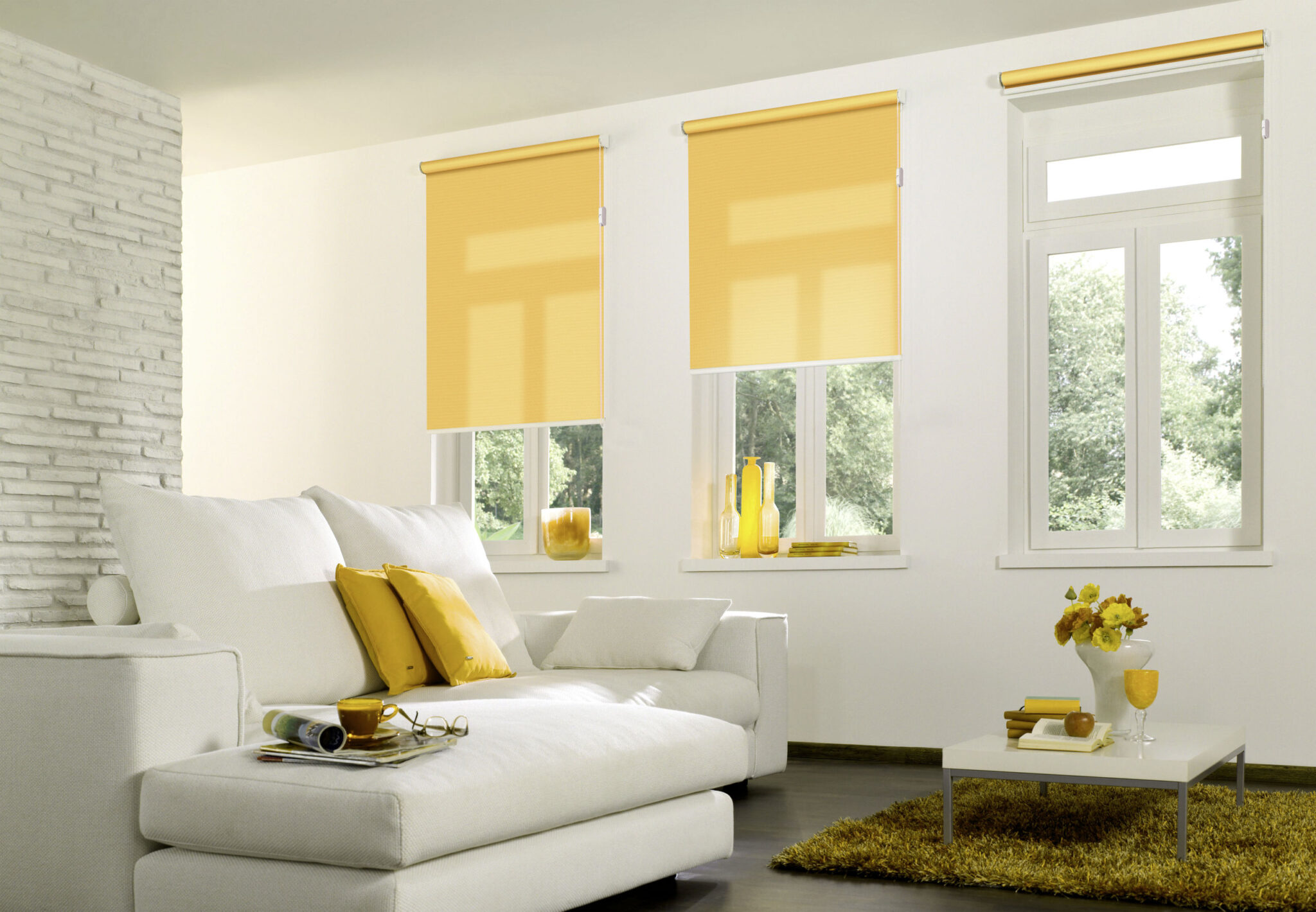 Wohnzimmer Rollos in gelb nach Maß in Hamburg
