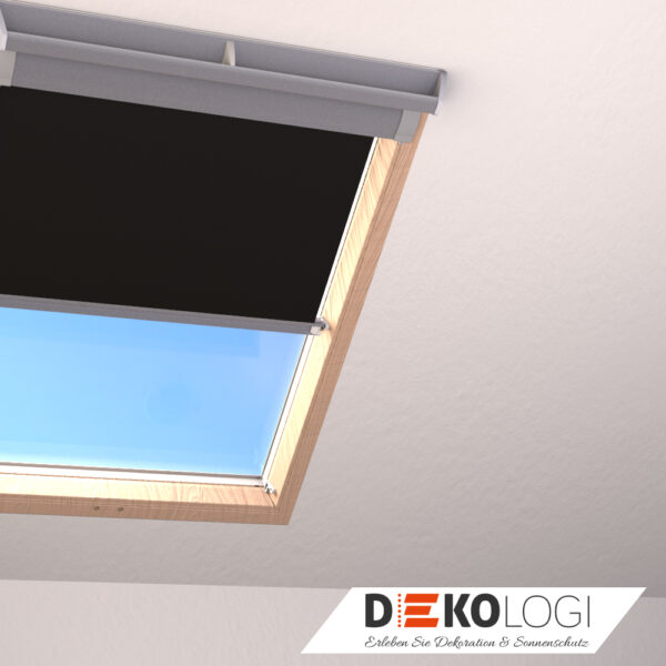 Rollo für Dachfenster mit Haltekrallen und oberer Blende