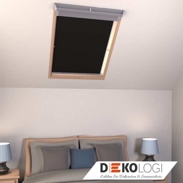 Günstiges Einsteiger Rollo für Velux Dachfenster in schwarz