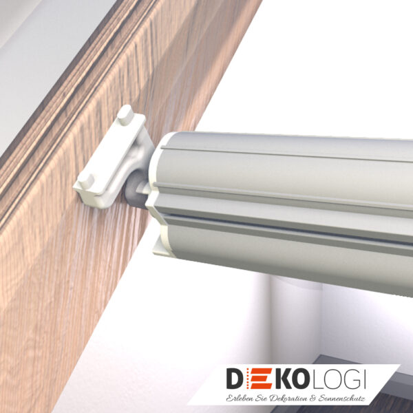 Haltekralle Nahaufnahme Arretierung Rollo im Rahmen