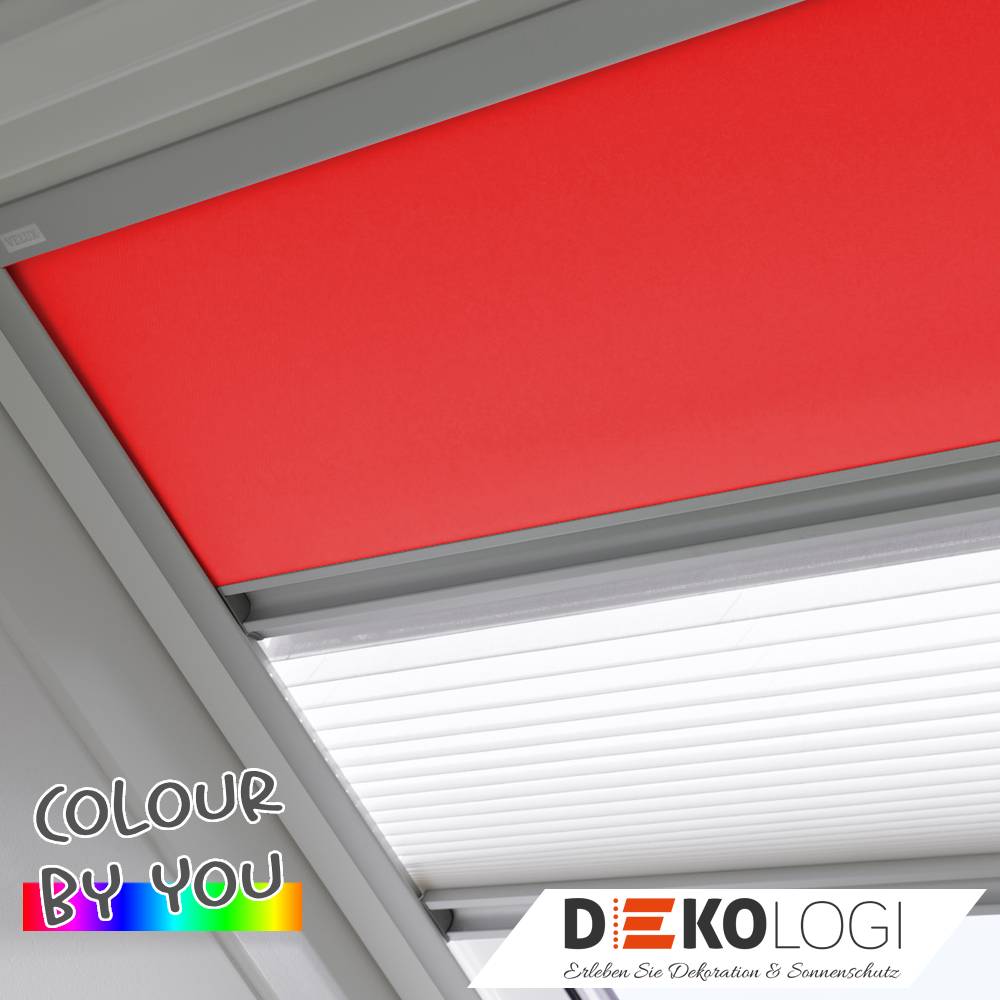 Kombi-Set rotes Verdunkelungsrollo plus mit Plissee